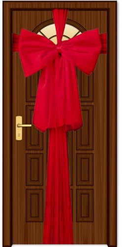 Christmas Door Bow – Red 9m Giant Bow Door Cover - Front Door Decorations for Xmas Wedding, Baby Shower Outside Home Decor