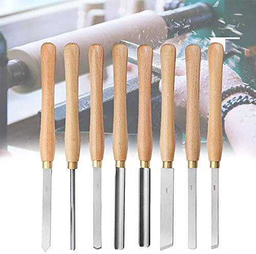 Lot de 8 burins de tournage à bois HSS de qualité supérieure pour tour à bois dur et lames en acier rapide