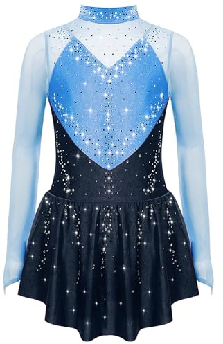 Miutii Abito per Pattinaggio Artistico per Ragazze, Abito da Balletto con Paillettes, Abito da Ballerina, Strass, Lucido, Abito da Pattinaggio, Abito da Pattinaggio Artistico, Costume da Ballo Moderno