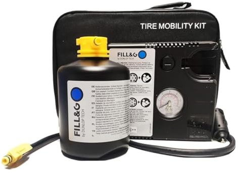 Kit gonfia e ripara pneumatici auto e moto sigillante da 450 ml portatile