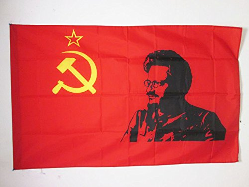 AZ FLAG Bandera URSS con Trotski 150x90 cm Comunista Poliéster 100D Funda