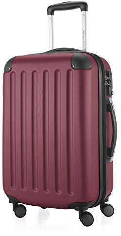 Hauptstadtkoffer Spree - Handgepäck Trolley + digitaler Koffer-Tag mit QR-Code, Koffer mit Erweiterung, Bordkoffer mit 4 Rollen, TSA, 55 cm, 42 L, Rot