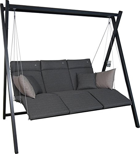 ANGERER Hollywoodschaukel Relax Smart grau | Gartenschaukel Made in Germany, Schaukel zum Sitzen, Liegen und Entspannen, inklusive Bett-Funktion, einfache Montage