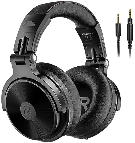 OneOdio ProC Bluetooth Casque sans Fil et Mode Filaire, 110 Heures d'utilisation,Casque Audio avec Micro, Hi-RES Audio, Coussinets en Protéines Douces, Extra Basses, Confortable Léger Pliable Noir
