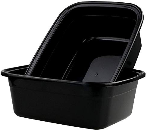 Rinboat Rectangle Plastic Black Washing Up Bowls Basins, 2-Pack