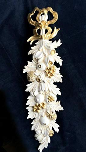 Wanddeko,Wandrelief Antik in Barockstil, Weiß-Gold, Wandbehang, Ornament, Türbogen, Spiegeldeko, Weihnachtsdeko 60 x18