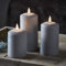 Lights4fun 3er Set TruGlow® Graue LED Kerzen mit Timer batteriebetrieben LED Kerzen Grau Deko Modern