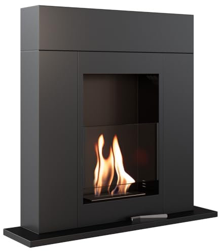 KRATKI Ethanol-Kamin Whiskey freistehender Echtfeuer-Kamin mit TÜV-Zertifikat | Maße in cm: B75 x H73 x T19, Gewicht 17 kg, Länge der Feuerlinie 15 cm, Brennstoff: Ethanol