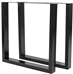 SAM Tischgestell U-Form 2er Set 70x73 cm Eisen schwarz, Kufengestell | lackiert, für Esstische & Schreibtische, Tischkufen für DIY-Projekte, Industrial-Design, Verstellbarer Bodenschutz