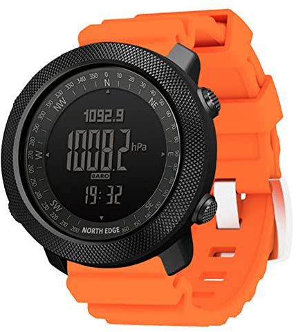 TPWEWRX Orologio sportivo digitale da uomo 50M Orologio tattico impermeabile Orologi militari Orologio da polso elettronico militare intelligente con bussola barometro altimetro per uomo (Orange)