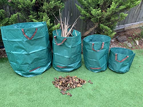 SLO UK Quality Heavy Duty Garden Waste Bags 4 Pack 60L 120L 272L & 500L Strong Reusable Freestanding Garden Sacks With Handles Capacity 952L