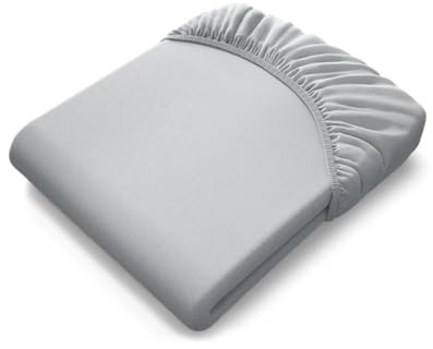 bett1 | Sábana Bajera Ajustable de Punto Jersey BODYGUARD® (180-200x220 cm; Gris) Proporciona un Suave Confort al Dormir Gracias a su Agradable sensación sobre la Piel y su Ajuste al colchón