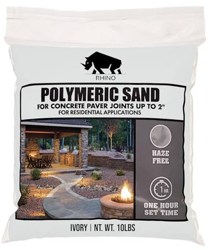 Rhino Power Bond Plus Polymeric Sand for Pavers, Ivory 10 Pound Paver Sand Polymeric for Stone Joints up to 2 Inches, Driveway Sand for Patio and Hardscape Projects