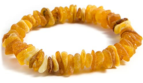 Generisk vuxen unisex armband av baltisk bärnsten, handgjorda smycken, 15–19 cm handledsstorlek, Medium, Gummi, - Amber