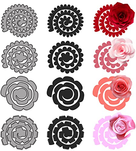 Lot de 4 matrices de découpe en forme de fleur et de feuille de fleur pour scrapbooking, album photo, papier cartonné, décorations 3D
