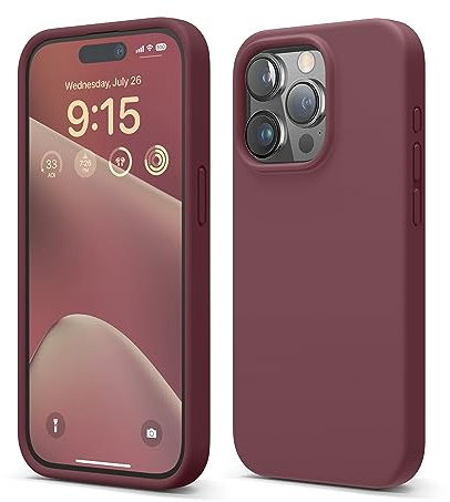 elago Silikon Hülle für iPhone 15 Pro | Premium Silikon Handyhülle, Ganzkörper Schutzhülle [4 Lagige Stoßfeste Struktur], Mikrofaserfutter (Burgunderrot)