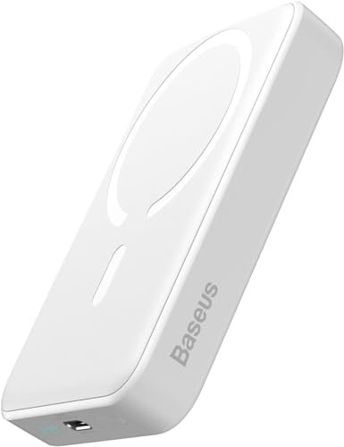 Baseus Magsafe Powerbank 10000mAh, Kabellose Magnetische Powerbank, Externer Akku für iPhone 15/14/13/12 Serie, PD 20W USB-C Mini Powerbank, Weiß