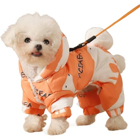 RUDDOG Hundemantel Hundekleidung Herbst Und Winter Anti-Shedding Haustier Welpe Bichon Warme Vierbeinige Baumwollkleidung-Orange- M: (Empfohlen 5-7 Pfund)