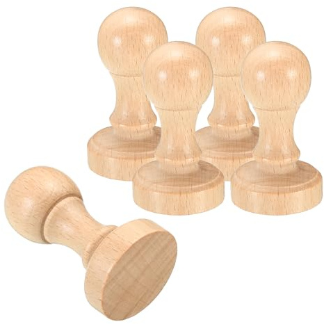 PATIKIL 35mm Stempelholzgriff, 5er Pack Holzknöpfe Stempelhalter für Stempelherstellung DIY Basteln Scrapbooking, Braun