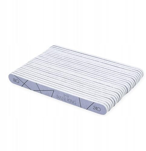 MANI KING Nagelfeile 180/240-25 Stück - Gerade- Grobe Feile - Doppelseitige - Nagelfeilen für Gelnägel - Verschiedene Körnungen Formen - Für das Professionelle Manikürestudio