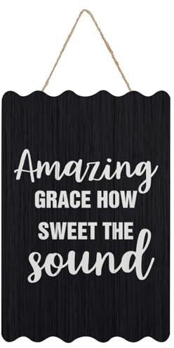 Willkommensschild Amazing Grace How Sweet The Sound, Holzschild mit Zitat, 20,3 x 30,5 cm, rustikale Holzschilder für Schule, Kindergarten, Klassenzimmer, Haustür, Veranda, Tor, Heimdekoration,