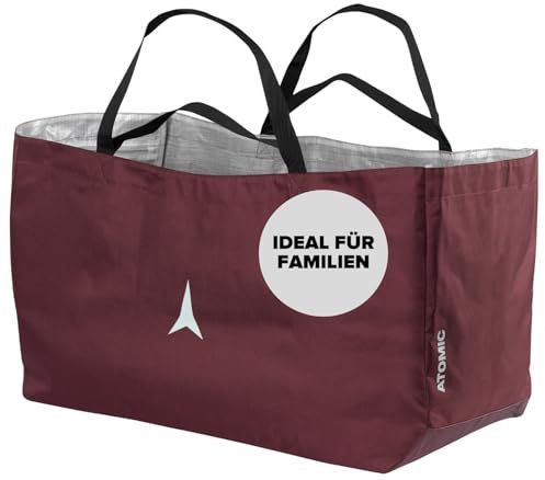 ATOMIC A Bag Family in Maroon I Praktische Snowboard/Skischuhtasche für den Winter- & Sommerurlaub I Familien Skischuh Transporttasche für Vier Paar Boots I Schmutzresistente Ganzjahres Sporttasche