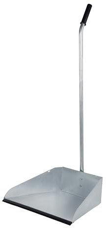 Cofan Recogedor metálico Industrial | con Mango Curvo y Borde de Goma | Material: Chapa galvanizada | Duradero y Resistente