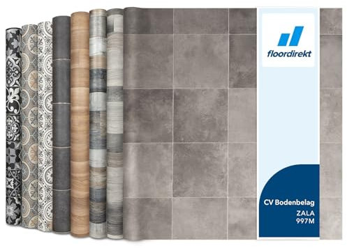 Floordirekt PVC Bodenbelag Meterware nach Maß Vinylboden, CV Linoleum für Küche & Balkon in Holzoptik, Fliesenoptik, Steinoptik - robust & pflegeleicht 200 x 800 cm | Atlantic Zala 997M