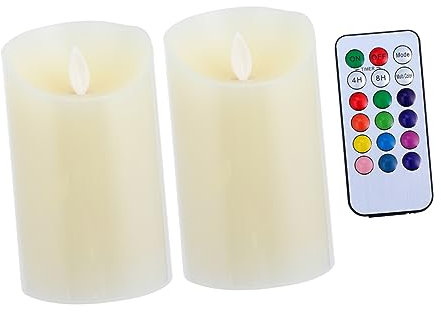 Mikikit 2St Bunte elektronische Kerzen Kerzenlampe Kerzen mit Fernbedienung farbige LED-Kerze hochzeitsdeko Partylampe farbige flammenlose Kerzen romantisch Kerzenlicht Batterie Plastik