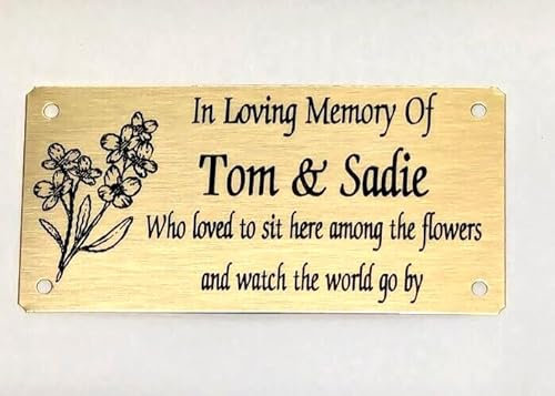 MEMORIAL BENCH PLAQUE SIGN PERSONALISED SOLID BRASS ENGRAVED GRAVE SIGN 4X2 WITH ANY WORDING