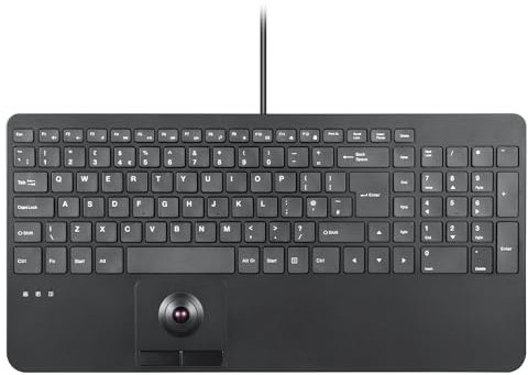 Perixx PERIBOARD-538 UK Wired Compact Keyboard with Trackball - Scissor Keys for Quiet Typing - Includes Built-in Number Pad and 2 USB Ports - 39.7x19.8x3.9 cm, UK QWERTY Layout