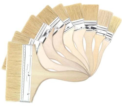 Flachpinsel Set, 9 Stück Malerpinsel Set, Lasurpinsel Set, Lackpinsel Set Holz Pinsel für Lacke Lasuren öLe Wand-Farben Acryl Am Holz Metall (1, 1.5，2，2.5，3，4，5，6，8 Zoll)