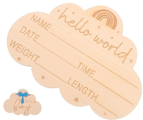 UPKOCH Geburtsankündigungsschild Aus Holz Wolkenform Neugeborenen Namensschild Und Fotorequisiten Für Babyparty Sicher Und Dekorativ Für Jungen