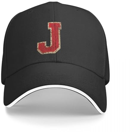 MYYCYCV Gorra de béisbol Letra Inicial Dorada J Rosa Roja Gorra de béisbol de Senderismo para Mujer Sport Coquette Beach Dad Hat Cool Peaked Cap Regalos