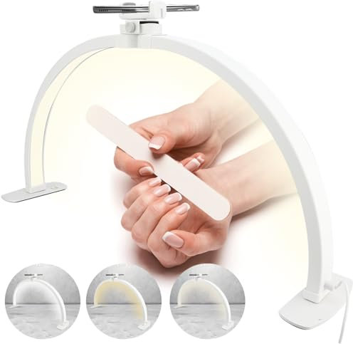 Lampada a Mezzaluna Con Luce Regolabile 3000-6000K, Rotazione 360° per Extension Ciglia e Tatuaggio - 3 Modalità di Luminosità