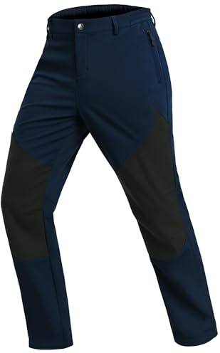 Djtnzdm Pantalones Moto Hombre Invierno Pantalones Termico Trabajo Impermeables Pantalones Senderismo Softshell Vello Caldo Pantalon Trekking Hombre Azul Oscuro XL