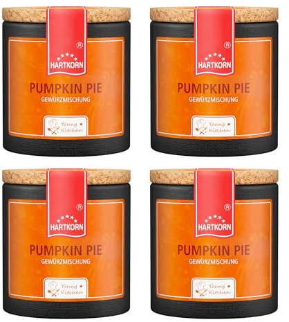 Pumpkin Pie Gewürz - 40 g in der Young Kitchen Pappwickeldose mit Korkdeckel von Hartkorn - wiederverschließbar und wiederbefüllbar (Pumpkin pie 4er Set)