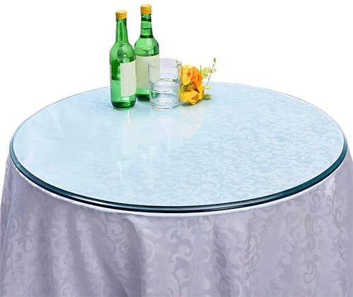 Piano del tavolo da esterno in vetro temperato trasparente, 45,7 cm, 61 cm, 76,2 cm, 91,4 cm, diametro 5/40,6 cm, piano rotondo in vetro per giardino, cucina, ristorante, bordi lisci