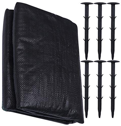 SUPVOX Membrane de Pose de Toile de Contrôle 1x20m Tissu PP Jardin Verger Noir 6 Clous Paysage Allée Désherbage Couvre-Sol