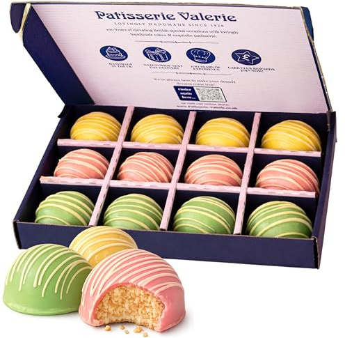 Patisserie Valerie Raspberry Cake Bites Gift Box – White Chocolate Coated Raspberry Sponge Bites – Mother’s Day Letterbox Cake Gift – Sweet Treat Delivery UK
