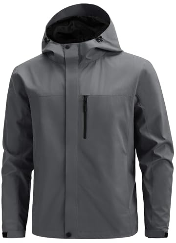 Voqeen Chaqueta Impermeable Hombres Softshell Impermeable Ligero Cazadora Transpirable Casual Cortavientos Con Capucha Para Correr Ciclismo Senderismo Escalada Deporte