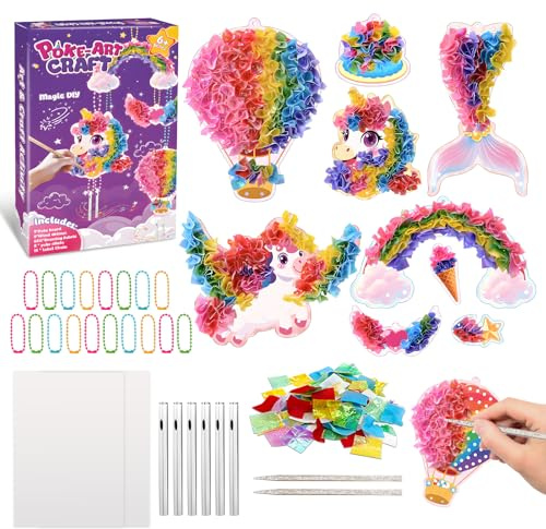 Ronronner Einhorn Basteln Mädchen 8 Jahre - DIY Windspiel mit Glitzer, Einhörnern & Wolken zum Selbermachen - Kreativset Motorikspielzeug, Geschenk für Mädchen Jungen 5-12 Jahre