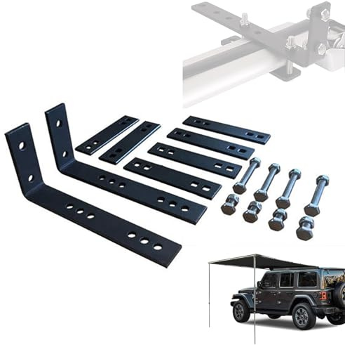 ZYHNNKL Staffa di Montaggio per Tenda da Sole, Kit di Installazione Universale in Acciaio Inox a L, per Accessori per Tenda da Sole per Auto, capacità di Carico 75 kg, Nero