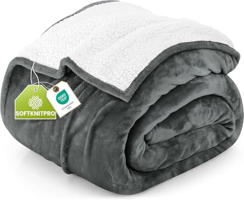 Utopia Bedding Manta Sherpa - Manta Reversible de Forro Polar Suave para Cama, Sofá y Viajes, Ideal para Todas Las Estaciones (Gris, 150x200 cm)