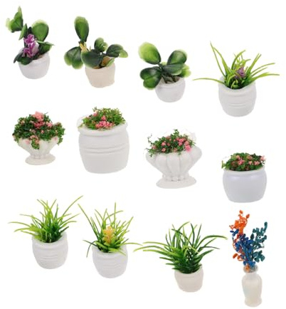 ORFOFE 12pcs Miniature Dollhouse Bonsai Model Decor Maintenance Mini Landscape Flowerpots for Realistic Outdoor Scenes Creative Tiny Bonsai Props for Doll Garden Craft