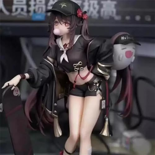NFsgVCGJ Figura de acción de anime, modelo de estatua femenina rubia de ojos violetas, uniforme intrincado blanco y azul, remolinos verdes brillantes en la base, escala 1/6, altura 33 cm, peso 2000g-Z