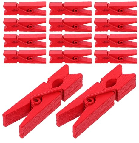TOGEVAL Mini Mollette Legno 160Pezzi Metallo Rosso per Atmosfera Natalizia | Piccole Mollette da Bucato, Mini Mollette Legno, Forte Presa, per Buste e Progetti Creativi Ragazzo Ragazza