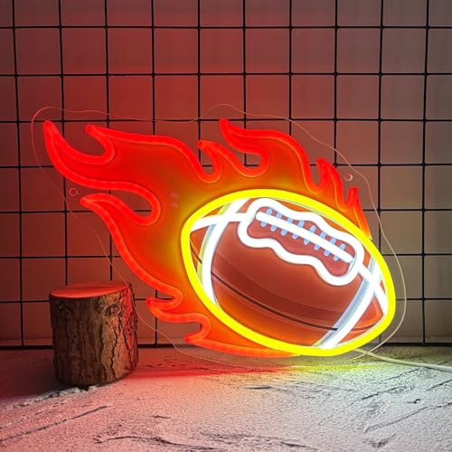 Football Neon Sign LED for Wall Decor, Rugby Neon Light USB Powered, for Man Cave Football Bedroom Room Sports Youth Football Decor Game Room Viewing Table Sign(14.1 * 10.2 In)