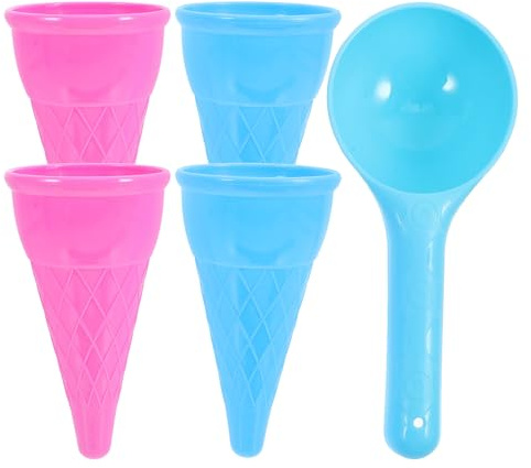 Toddmomy 5-teiliges Strandspielzeug-Set für Kinder: Eiswaffel-schaufelsets aus Kunststoff, Sandspielzeug für Draußen