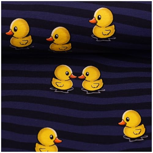 French Terry Kombistoff Kleine Enten – What the Duck by Thorsten Berger Oeko-Tex – 150 cm breit – Sweatstoff 1/2 Meterware f. Sommermode